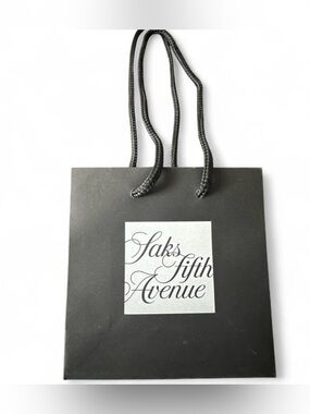 Saks Fifth Avenue Black Small Gift Bag with White Logo